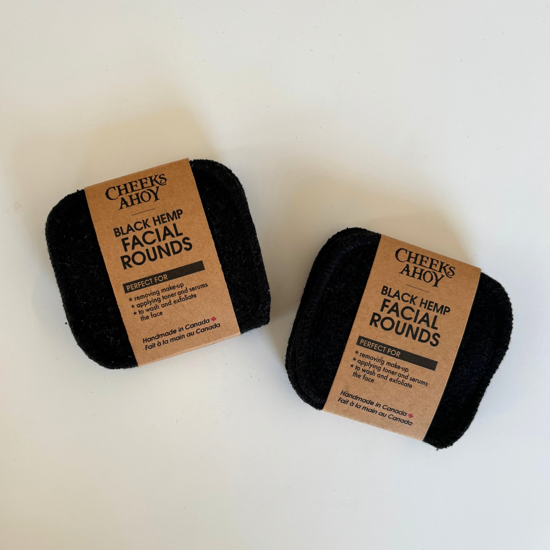 Hemp + Organic Cotton Facial Rounds (Set of 6) - Black